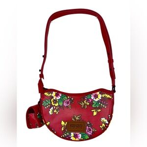 KENZO COURIER “POP BOUQUET” SHOULDER BAG IN RED